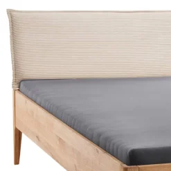 Wohnen Betten<Wildeiche Holzbett mit Cord-Kopfteil - Babahira