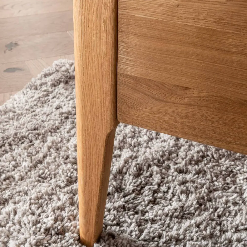 Wohnen Betten<Wildeiche Holzbett mit Cord-Kopfteil - Babahira