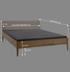 Wohnen Betten<Wildeiche Holzbett mit Cord-Kopfteil - Babahira
