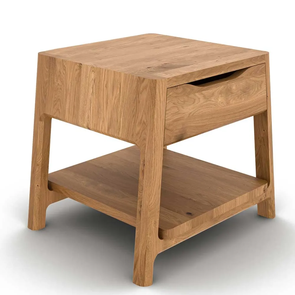 Wohnen Betten<Wildeiche Holzbett mit Polsterkopfteil in Beige - Favorite