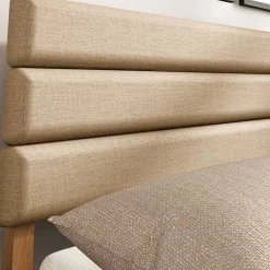 Wohnen Betten<Wildeiche Holzbett mit Polsterkopfteil in Beige - Favorite