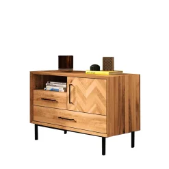 Wohnen Tv & Hifi-Möbel|Lowboards<Wildeiche Kommode mit Fach & 2 Schubladen & Tür - Kerfa
