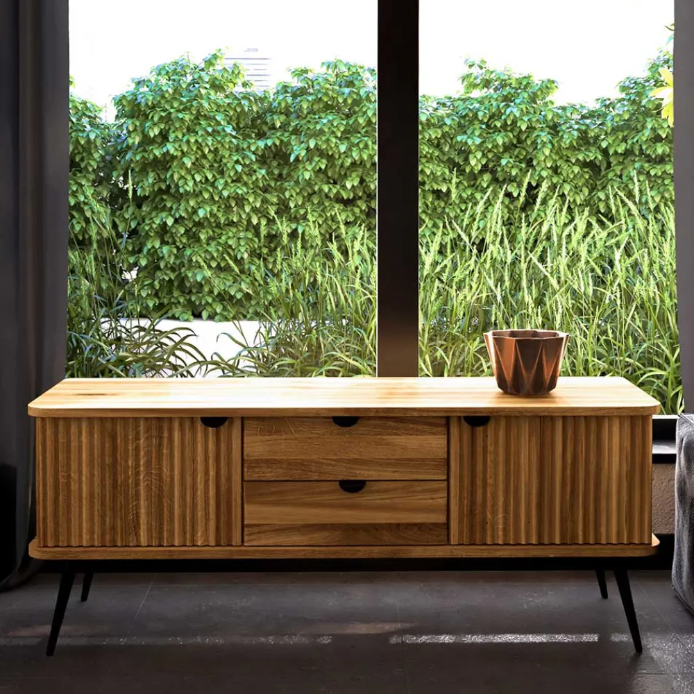 Wohnen Tv & Hifi-Möbel|Lowboards<Wildeiche Lowboard mit Metall - Casarius