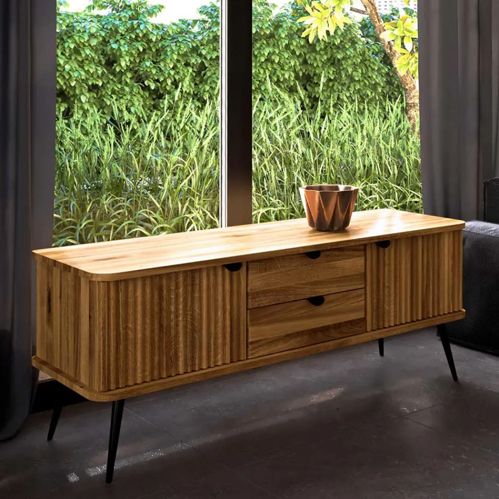 Wohnen Tv & Hifi-Möbel|Lowboards<Wildeiche Lowboard mit Metall - Casarius
