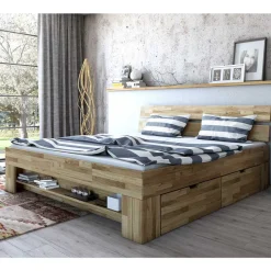 Wohnen Betten<Wildeiche Schubkastenbett in modernem Design - Henrietta