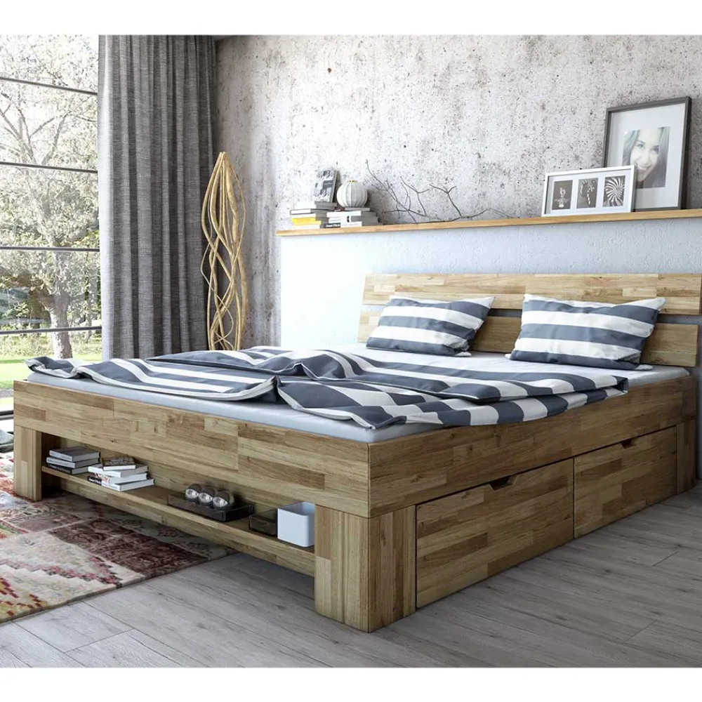 Wohnen Betten<Wildeiche Schubkastenbett in modernem Design - Henrietta