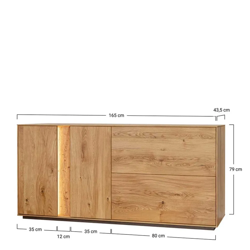 Wohnen Sideboards<Wildeiche Sideboard mit zwei Klappen & Türen - Cocondar