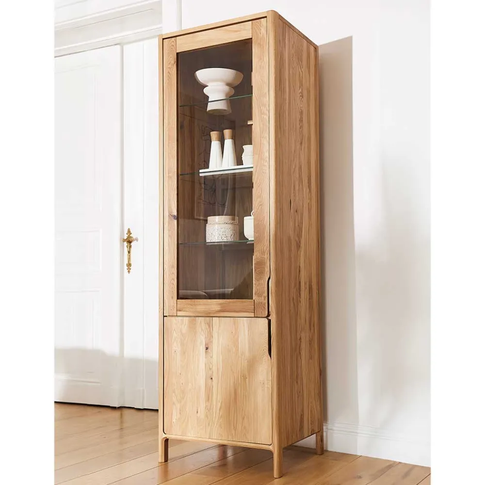 Wohnen Vitrinen<Wildeiche Vitrine in modernem Design - Laida