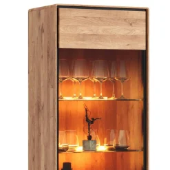 Wohnen Vitrinen<Wildeiche Vitrine in Natur mit Schwarz - Shipper