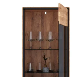 Wohnen Vitrinen<Wildeiche Vitrine in Natur mit Schwarz - Shipper