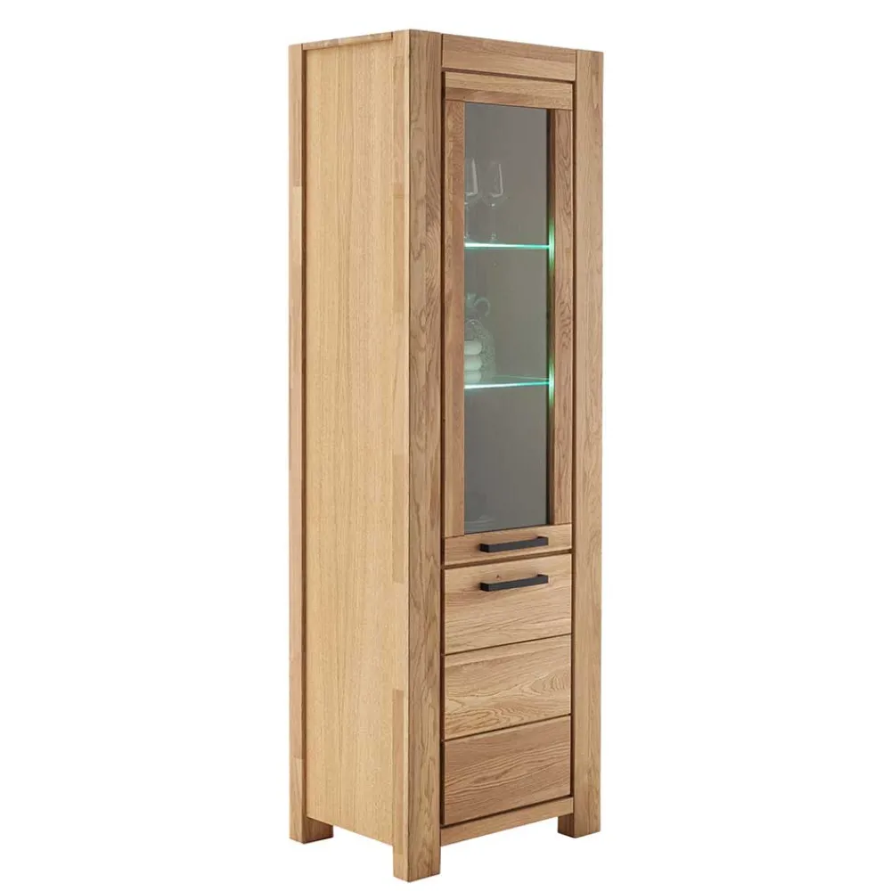 Wohnen Vitrinen<Wildeiche Vitrine teilmassiv - Sophia