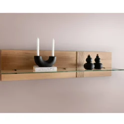 Wohnen Regale<Wildeiche Wandboard mit Glas-Ablage - Barrios