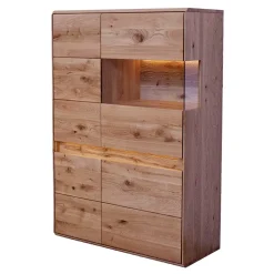Wohnen Highboards<Wildeiche Wohnzimmerschrank mit Glas Einsatz - Acmida