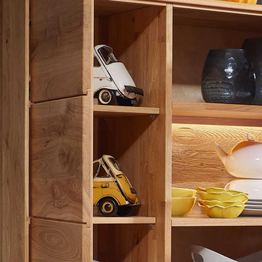 Wohnen Highboards<Wildeiche Wohnzimmerschrank mit Glas Einsatz - Acmida