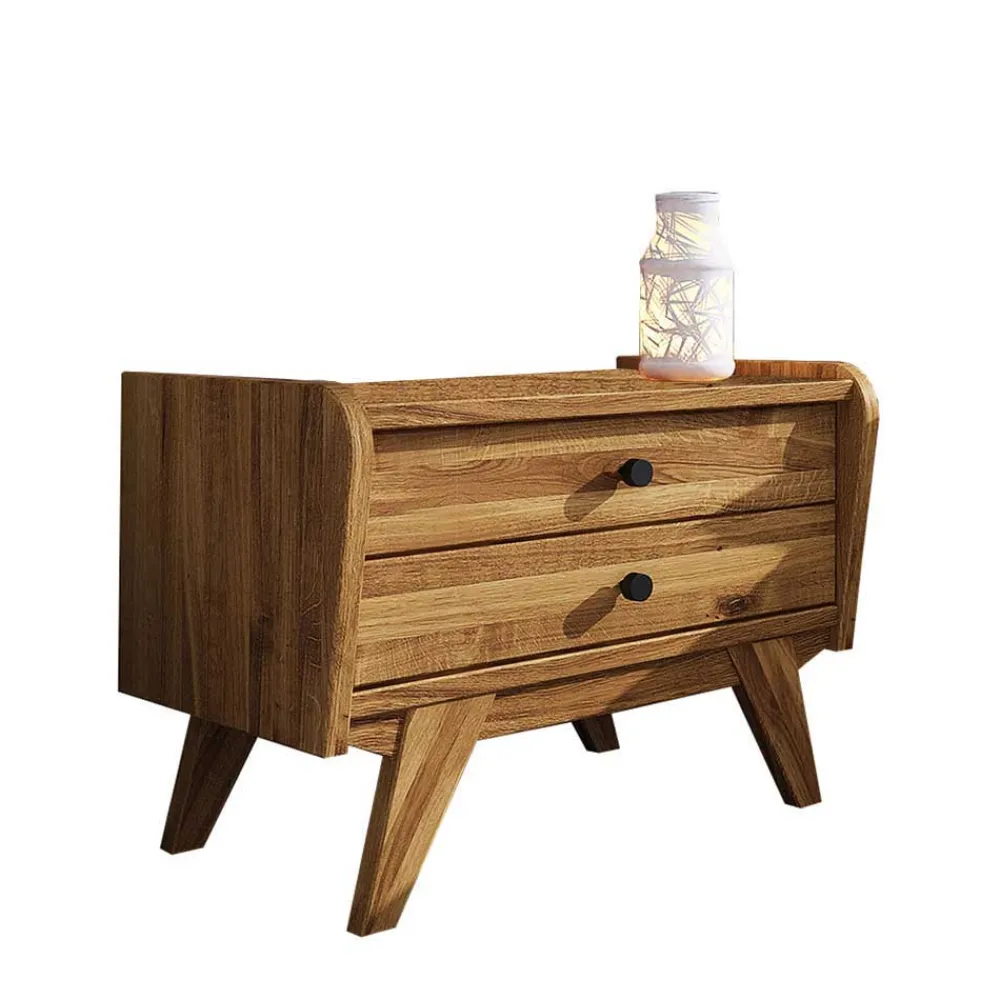 Wohnen Betten<Wildeichebett 210cm lang & Nachtkommoden - Hardus (dreiteilig)