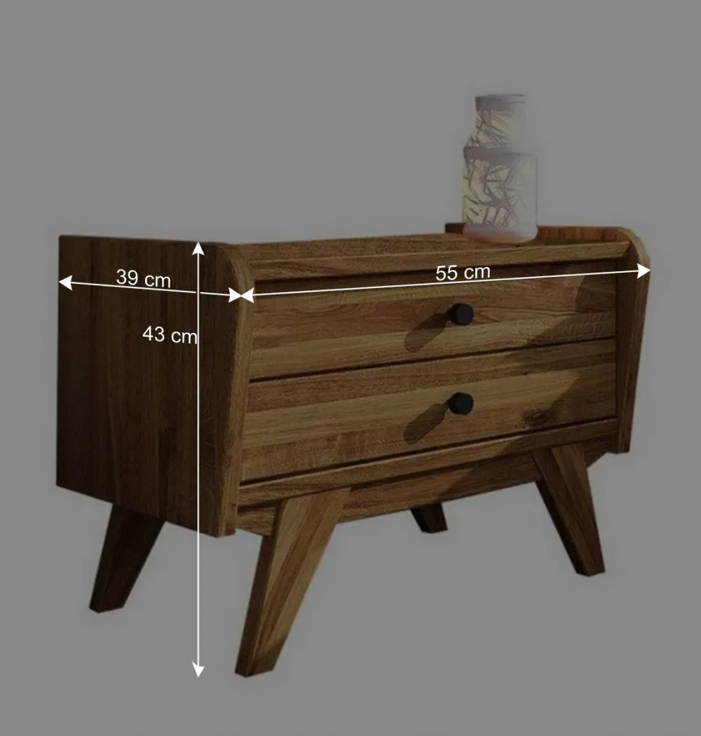 Wohnen Betten<Wildeichebett 210cm lang & Nachtkommoden - Hardus (dreiteilig)