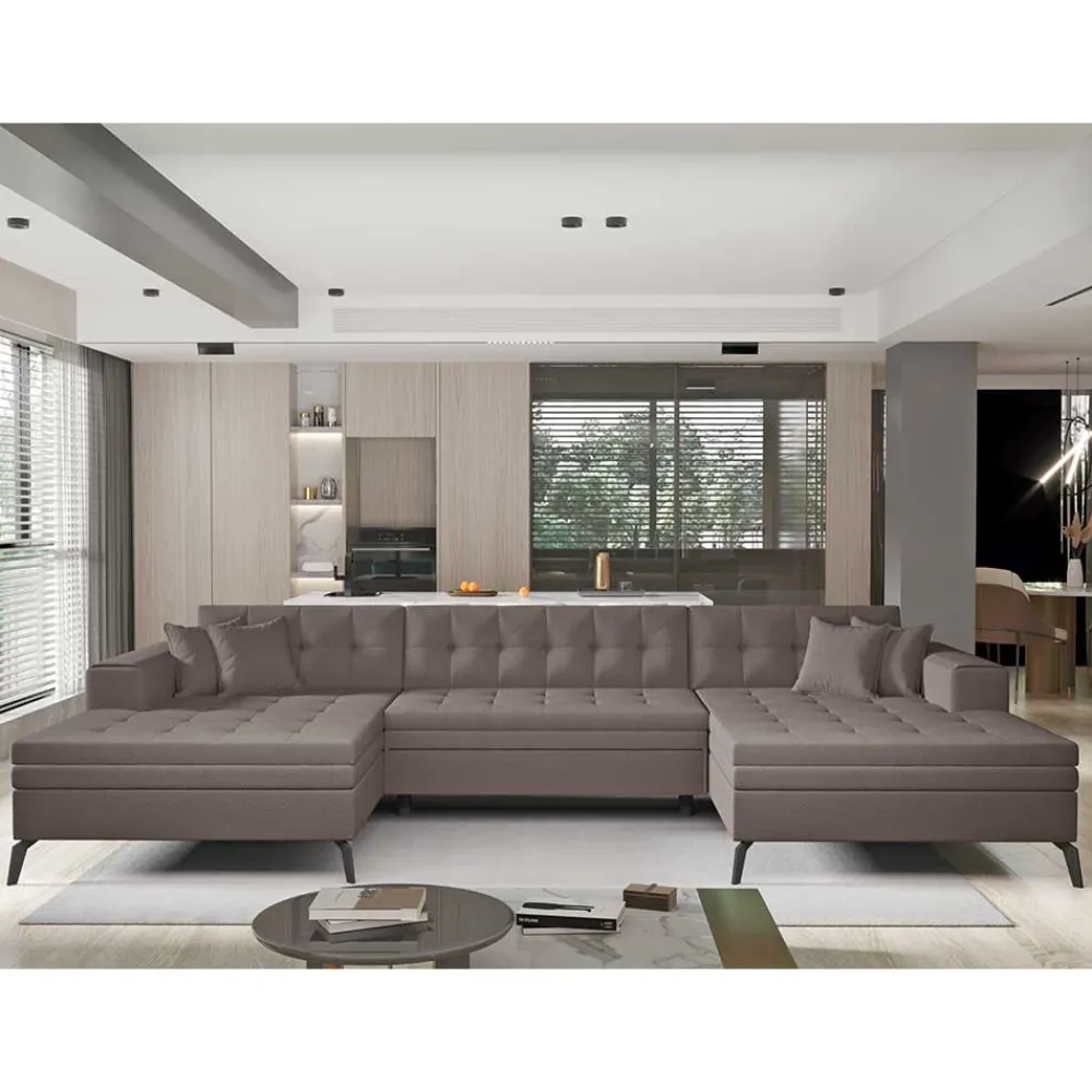 Wohnen Sofas<Wohnlandschaft in Taupe mit Bettfunktion - Anzarote