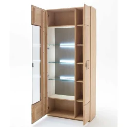 Wohnen Vitrinen<Wohnraum Vitrinenschrank Pontros in Eiche Bianco teilmassiv