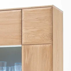 Wohnen Vitrinen<Wohnraum Vitrinenschrank Pontros in Eiche Bianco teilmassiv