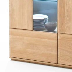 Wohnen Vitrinen<Wohnraum Vitrinenschrank Pontros in Eiche Bianco teilmassiv