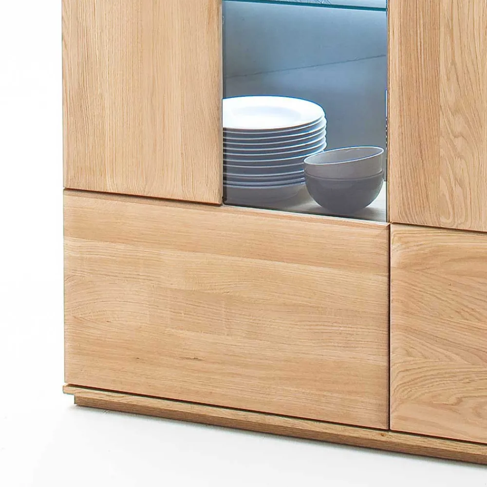 Wohnen Vitrinen<Wohnraum Vitrinenschrank Pontros in Eiche Bianco teilmassiv