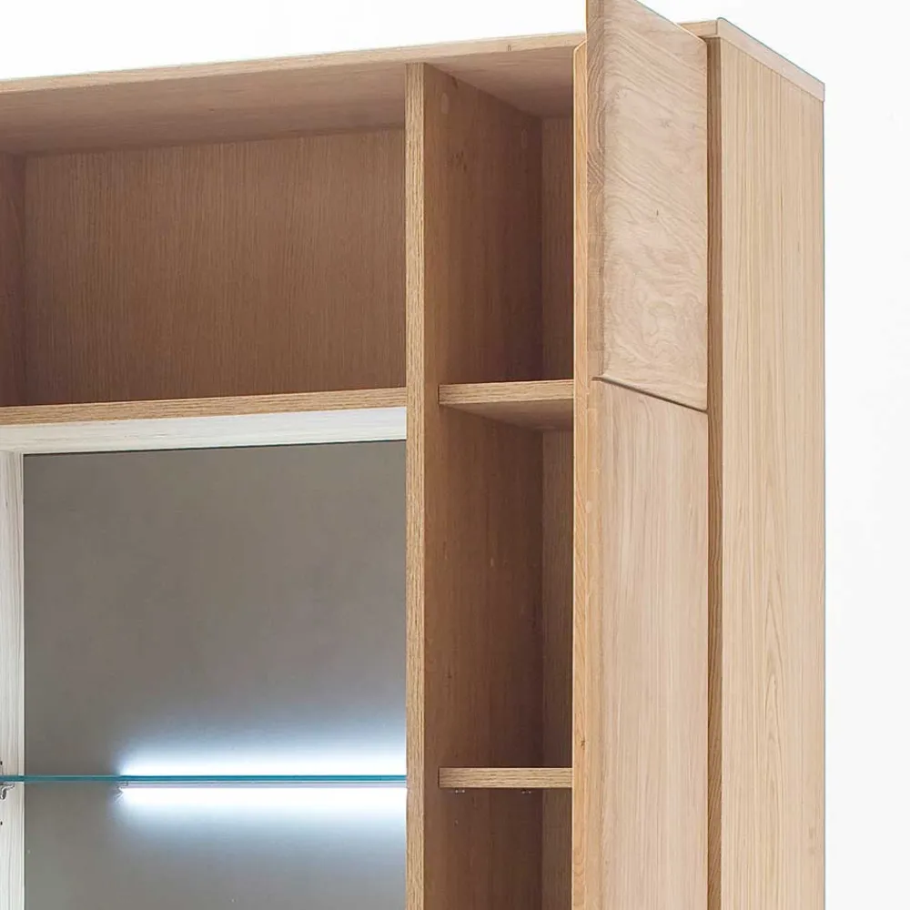 Wohnen Vitrinen<Wohnraum Vitrinenschrank Pontros in Eiche Bianco teilmassiv