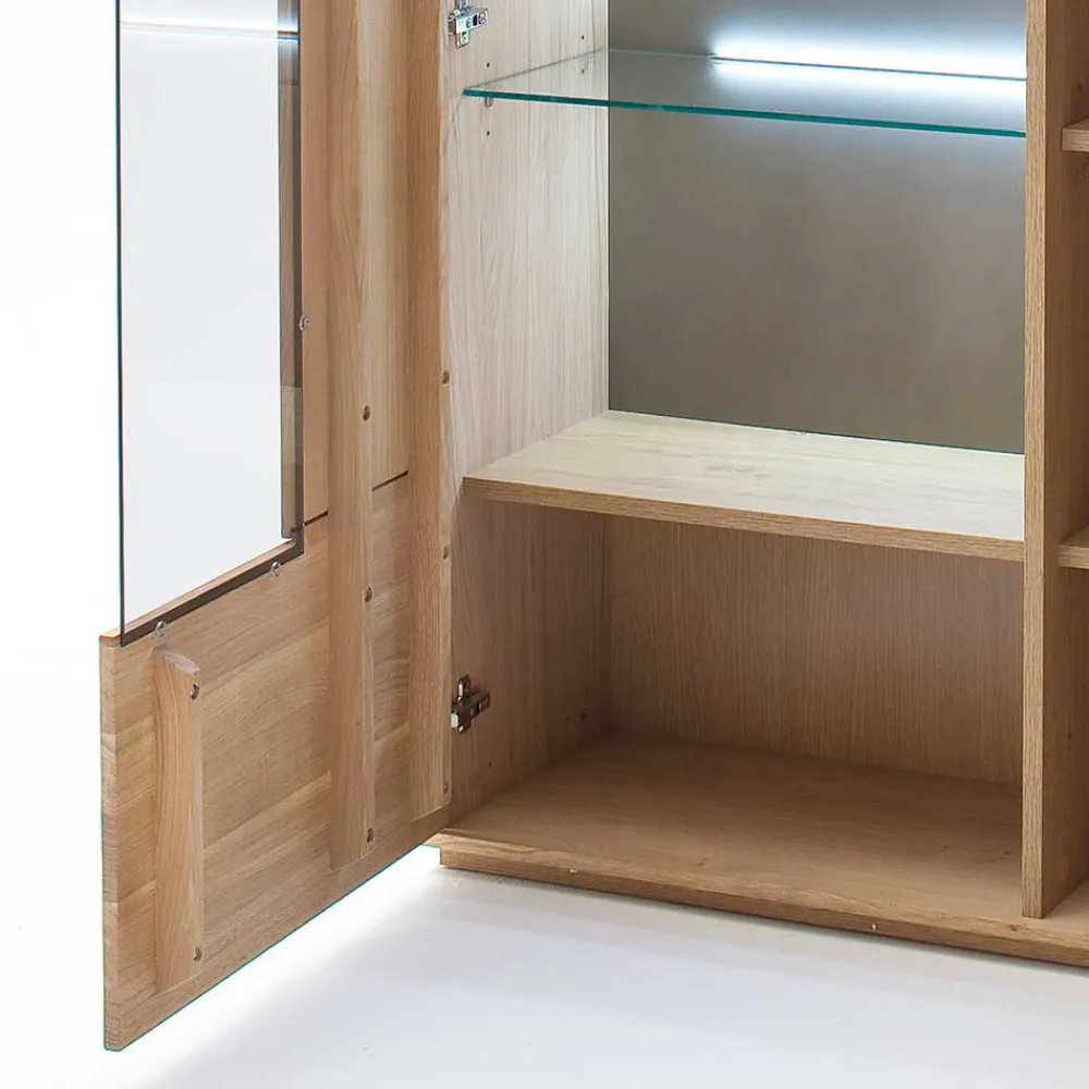 Wohnen Vitrinen<Wohnraum Vitrinenschrank Pontros in Eiche Bianco teilmassiv