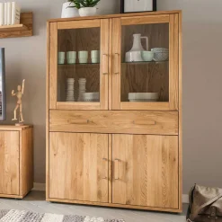 Wohnen Vitrinen|Schränke<Wohnwand Highboard aus Holz - Teano