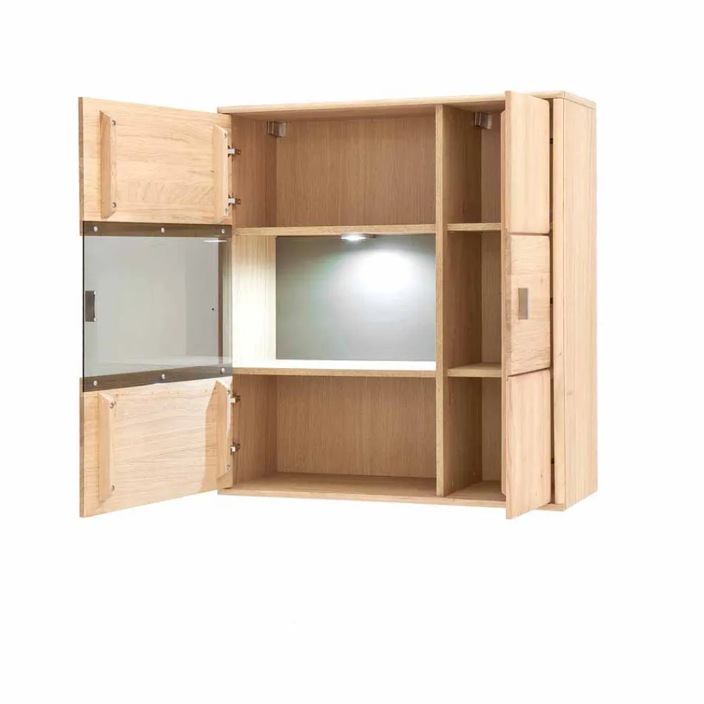 Wohnen Vitrinen|Schränke<Wohnwand Hängevitrine in Eiche Bianco - Vernella
