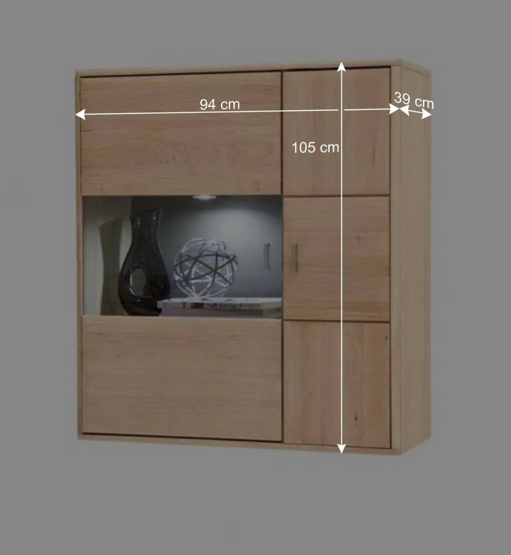 Wohnen Vitrinen|Schränke<Wohnwand Hängevitrine in Eiche Bianco - Vernella