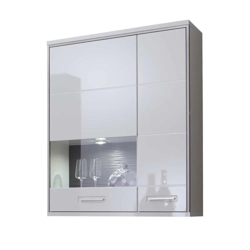 Wohnen Vitrinen<Wohnwand Hängevitrine Tacroma in Weiß Hochglanz