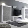 Wohnen Wohnwände<Wohnwand in Beton Optik & Weiß HG - Narandu (dreiteilig)
