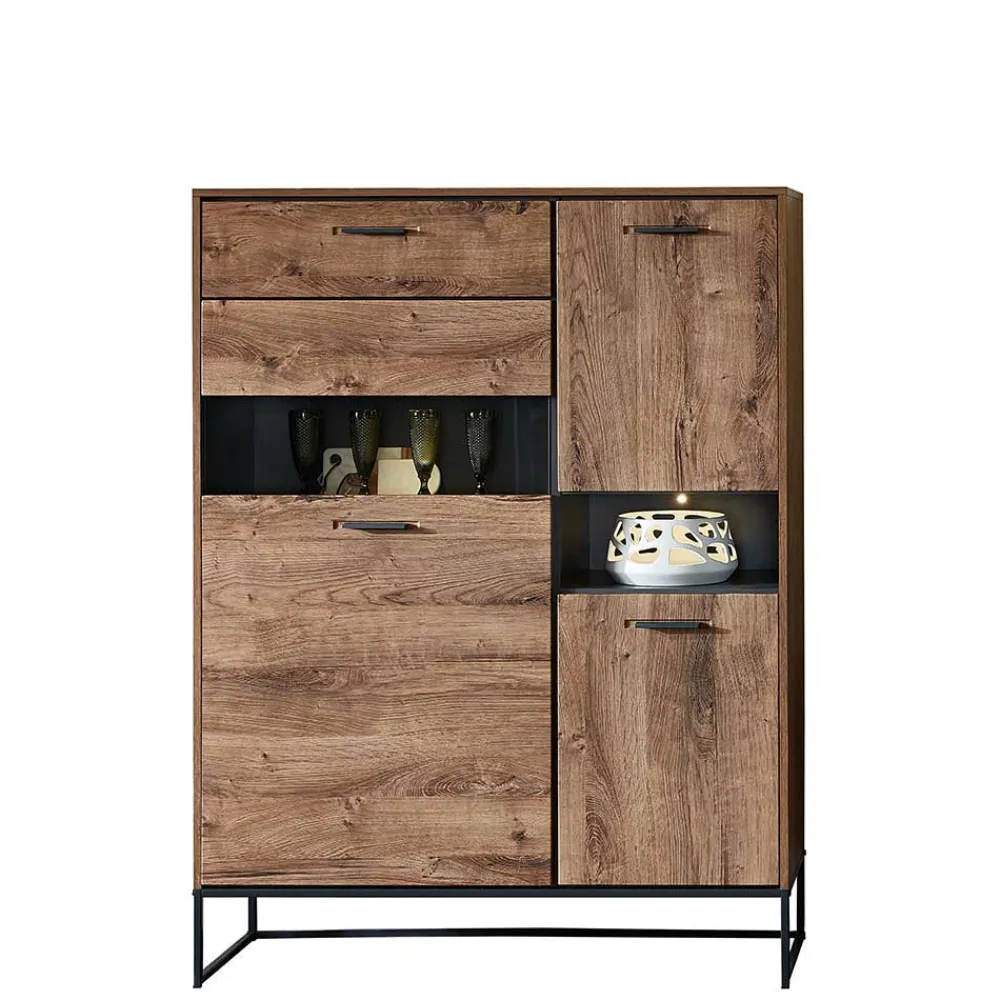 Wohnen Wohnwände<Wohnwand Möbel im Industrial Style - Xindus (dreiteilig)