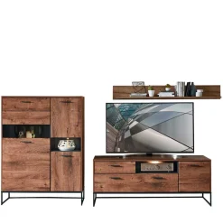 Wohnen Wohnwände<Wohnwand Möbel im Industrial Style - Xindus (dreiteilig)