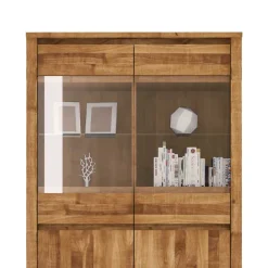 Wohnen Schränke<Wohnwand Vitrine Nadalia aus Wildeiche Massivholz