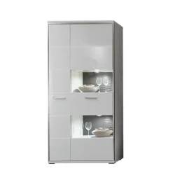 Wohnen Vitrinen<Wohnwand Vitrine Tacroma in Hochglanz Weiß