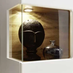 Wohnen Vitrinen<Wohnwand Vitrinenschrank in Weiß Eiche - Lisepio