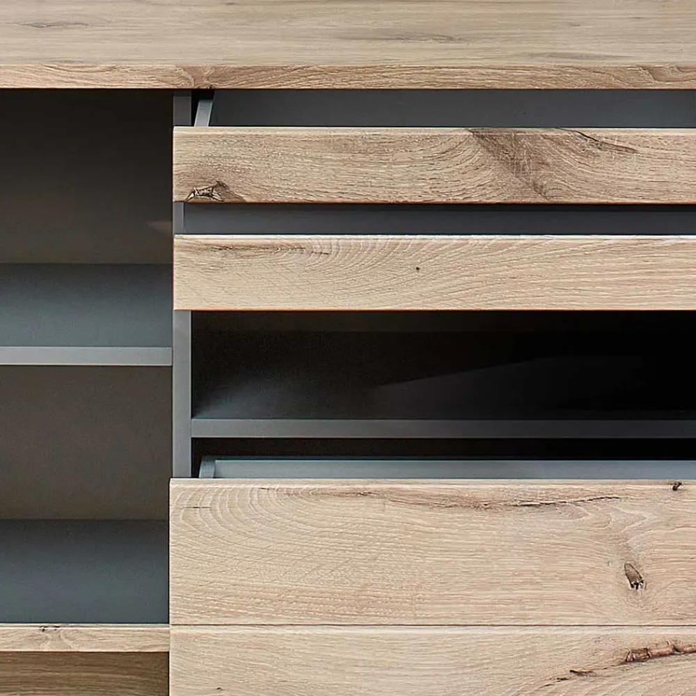 Wohnen Wohnwände<Wohnzimmer Anbauwand Holz Look - Zelio (dreiteilig)