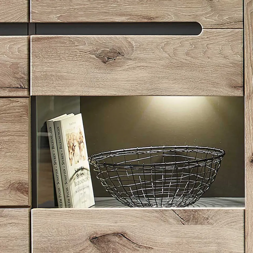 Wohnen Wohnwände<Wohnzimmer Anbauwand Holz Look - Zelio (dreiteilig)