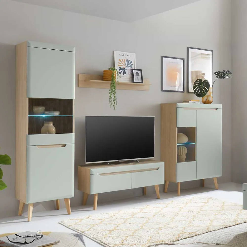 Wohnen Wohnwände<Wohnzimmer Anbauwand im Skandi Design - Armina (vierteilig)