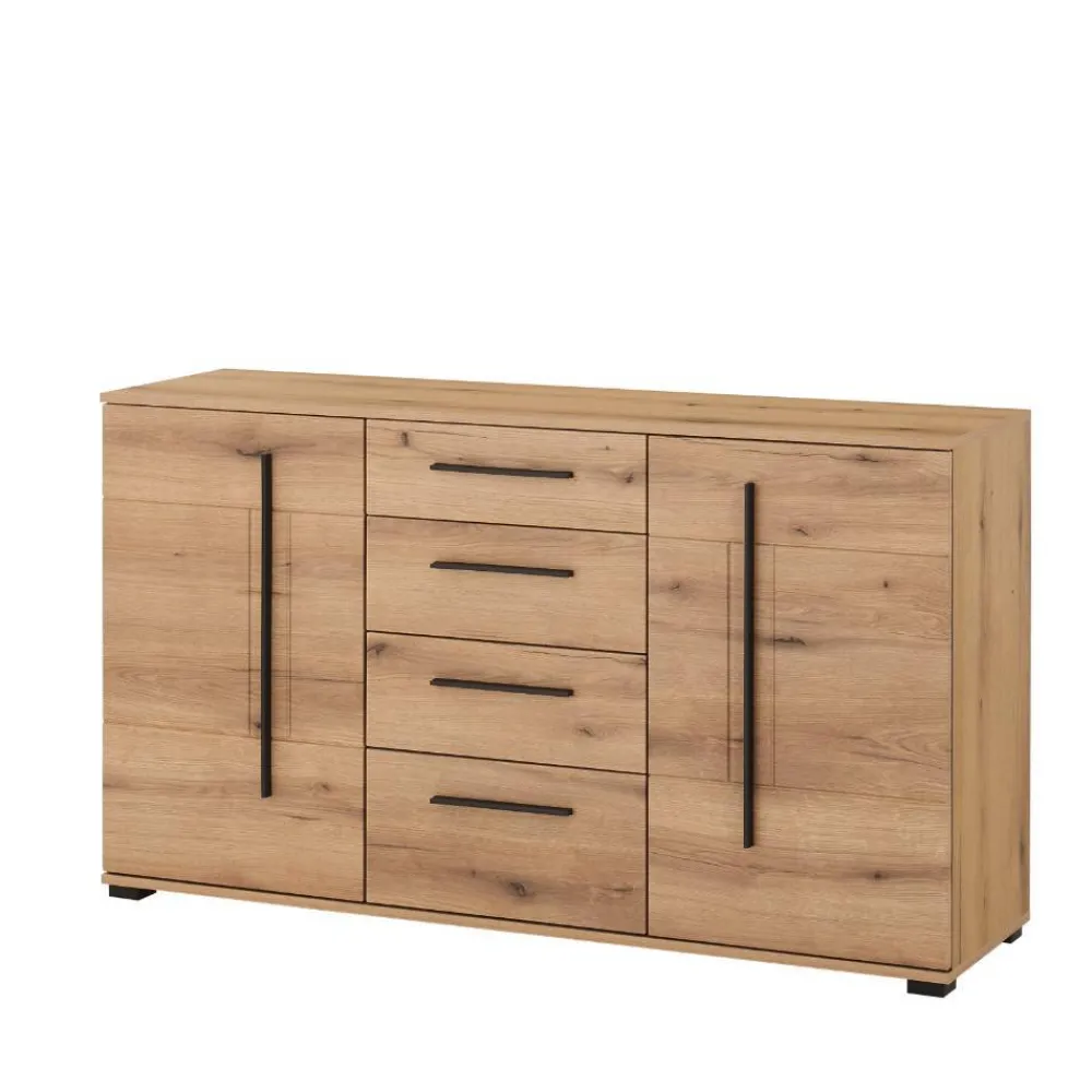 Wohnen Wohnwände<Wohnzimmer Anbauwand in Eiche - Brocus (dreiteilig)