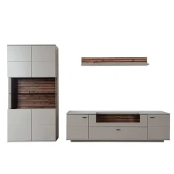 Wohnen Wohnwände<Wohnzimmer Anbauwand in Grau - Teorina (dreiteilig)