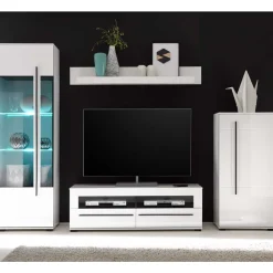 Wohnen Wohnwände<Wohnzimmer Anbauwand Jetongos in Weiß Hochglanz (vierteilig)