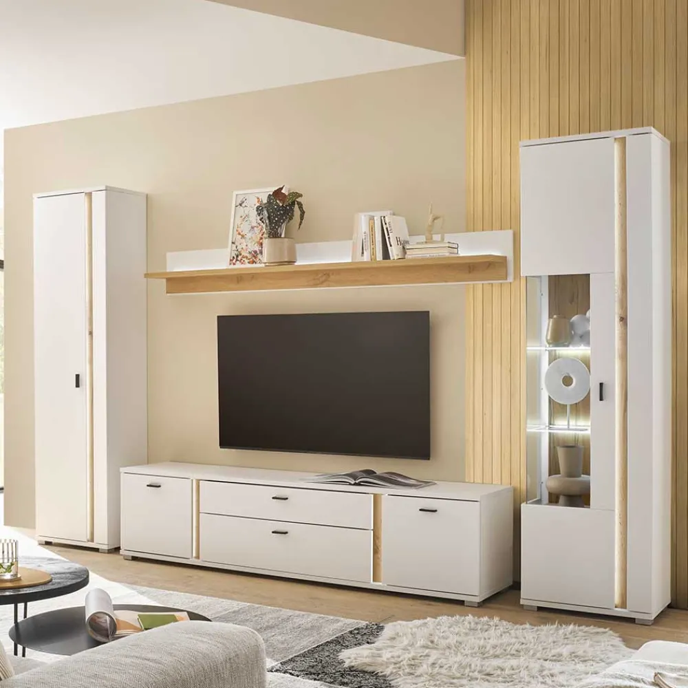 Wohnen Wohnwände<Wohnzimmer Anbauwand Möbelset - Racelyn (vierteilig)