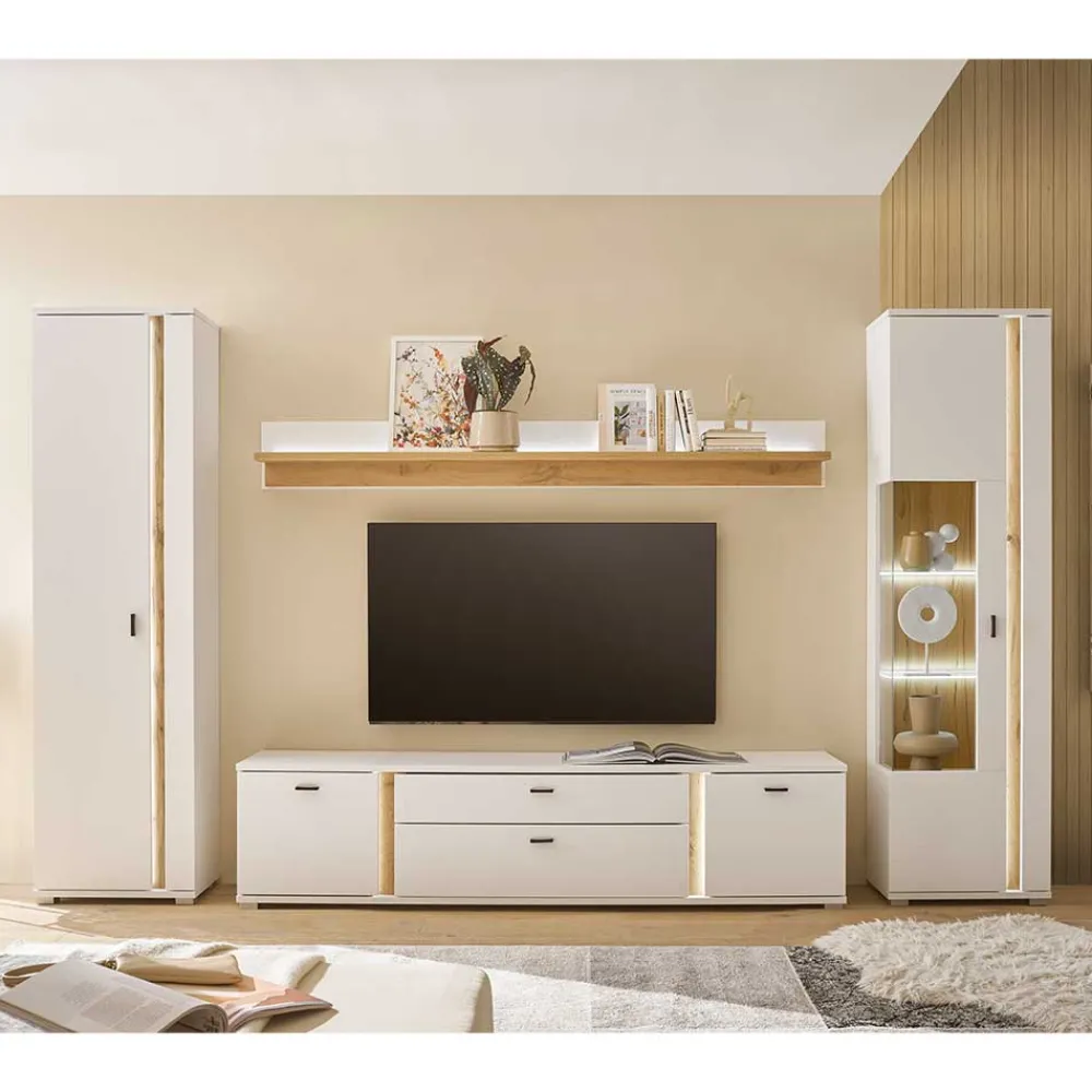 Wohnen Wohnwände<Wohnzimmer Anbauwand Möbelset - Racelyn (vierteilig)