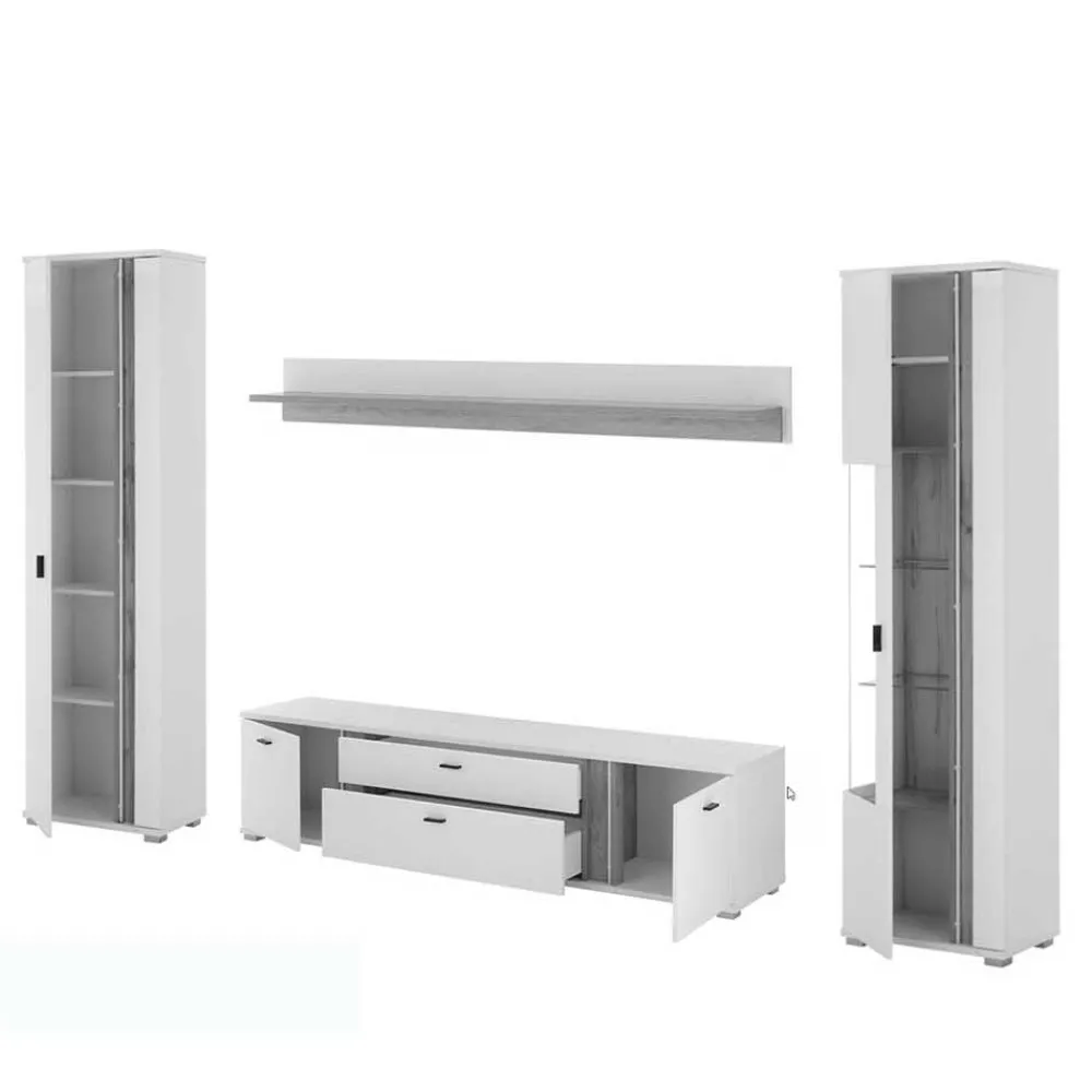 Wohnen Wohnwände<Wohnzimmer Anbauwand Möbelset - Racelyn (vierteilig)