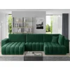 Wohnen Sofas<Wohnzimmer Bettcouch in Dunkelgrün - U-Form - Domago