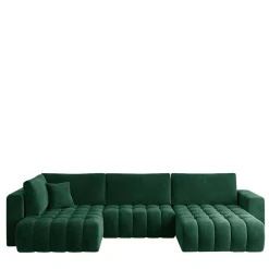 Wohnen Sofas<Wohnzimmer Bettcouch in Dunkelgrün - U-Form - Domago
