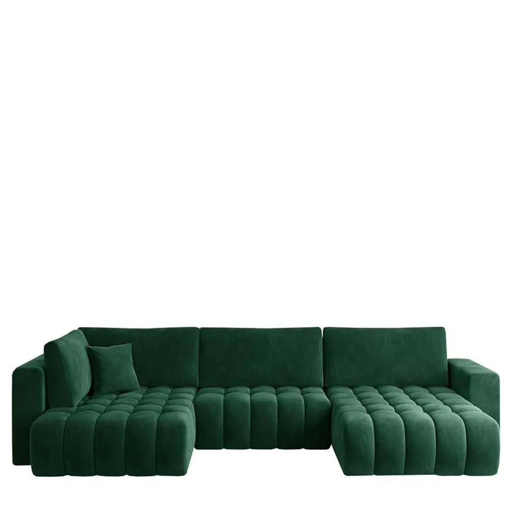 Wohnen Sofas<Wohnzimmer Bettcouch in Dunkelgrün - U-Form - Domago