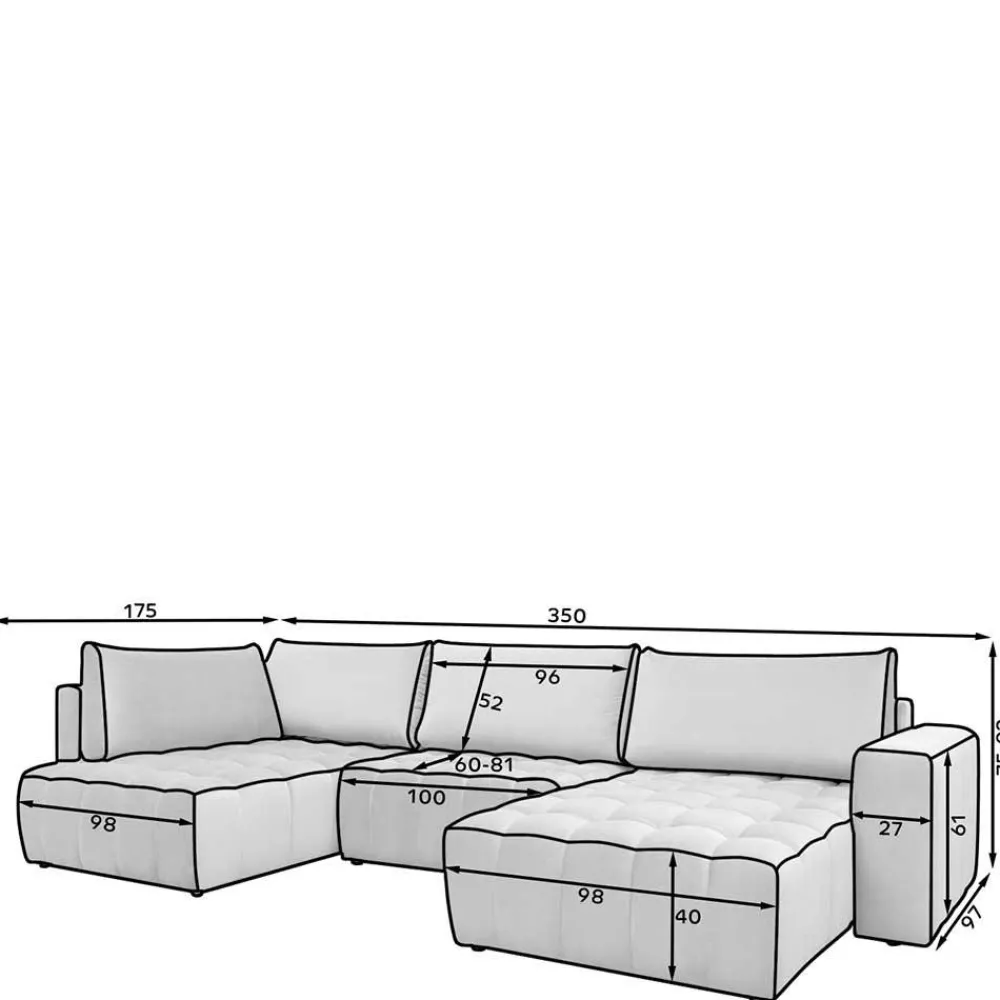 Wohnen Sofas<Wohnzimmer Bettcouch in Dunkelgrün - U-Form - Domago